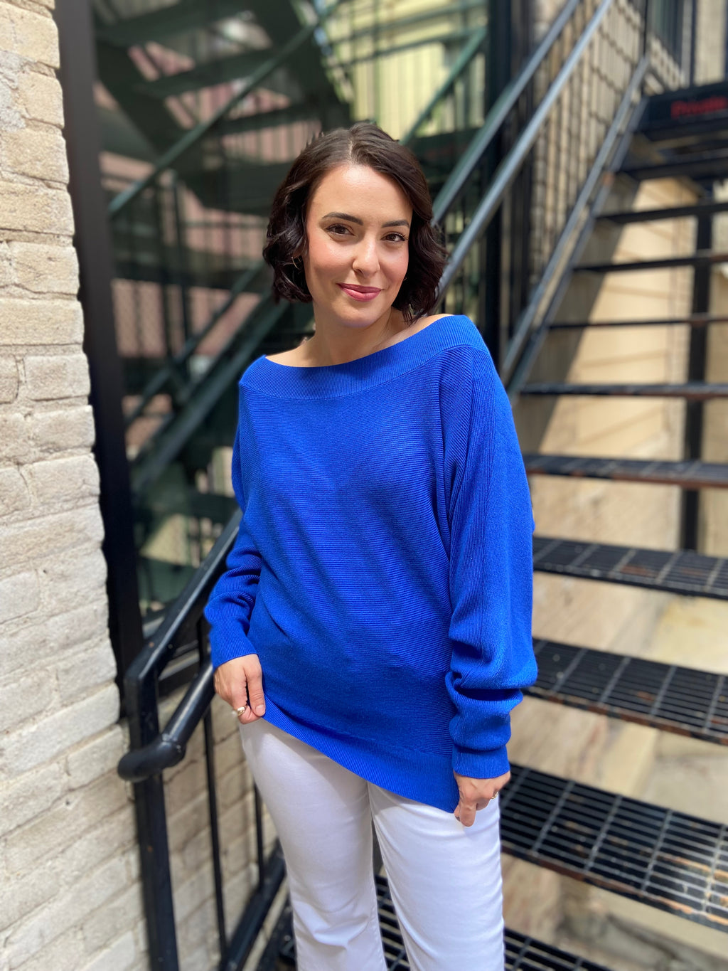 Sydney Royal Blue Boat Neck Sweater