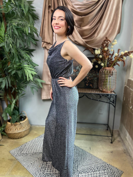 Silver Shimmery Jumpsuit side view