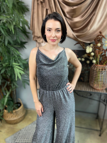 Silver Shimmery Holiday Jumpsuit