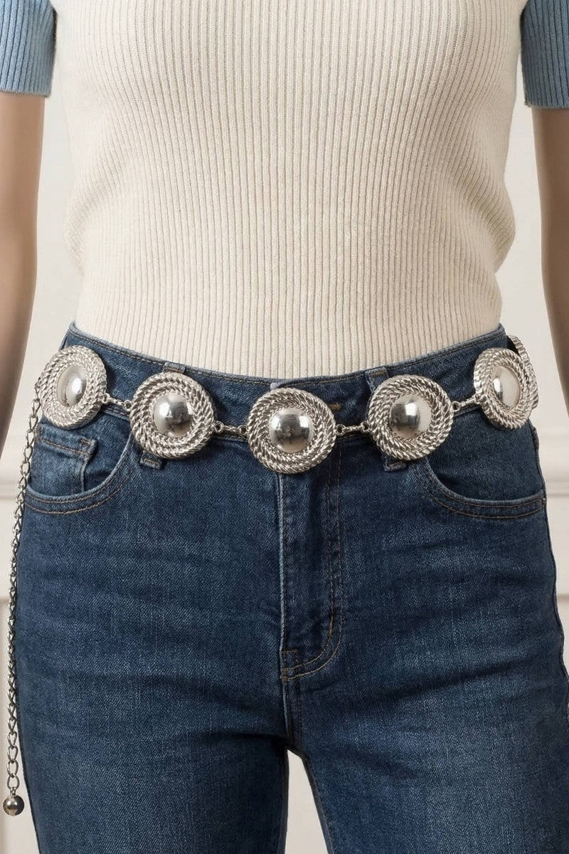 Ari Silver Round Chain Belt:42 inches - MK Threads Boutique