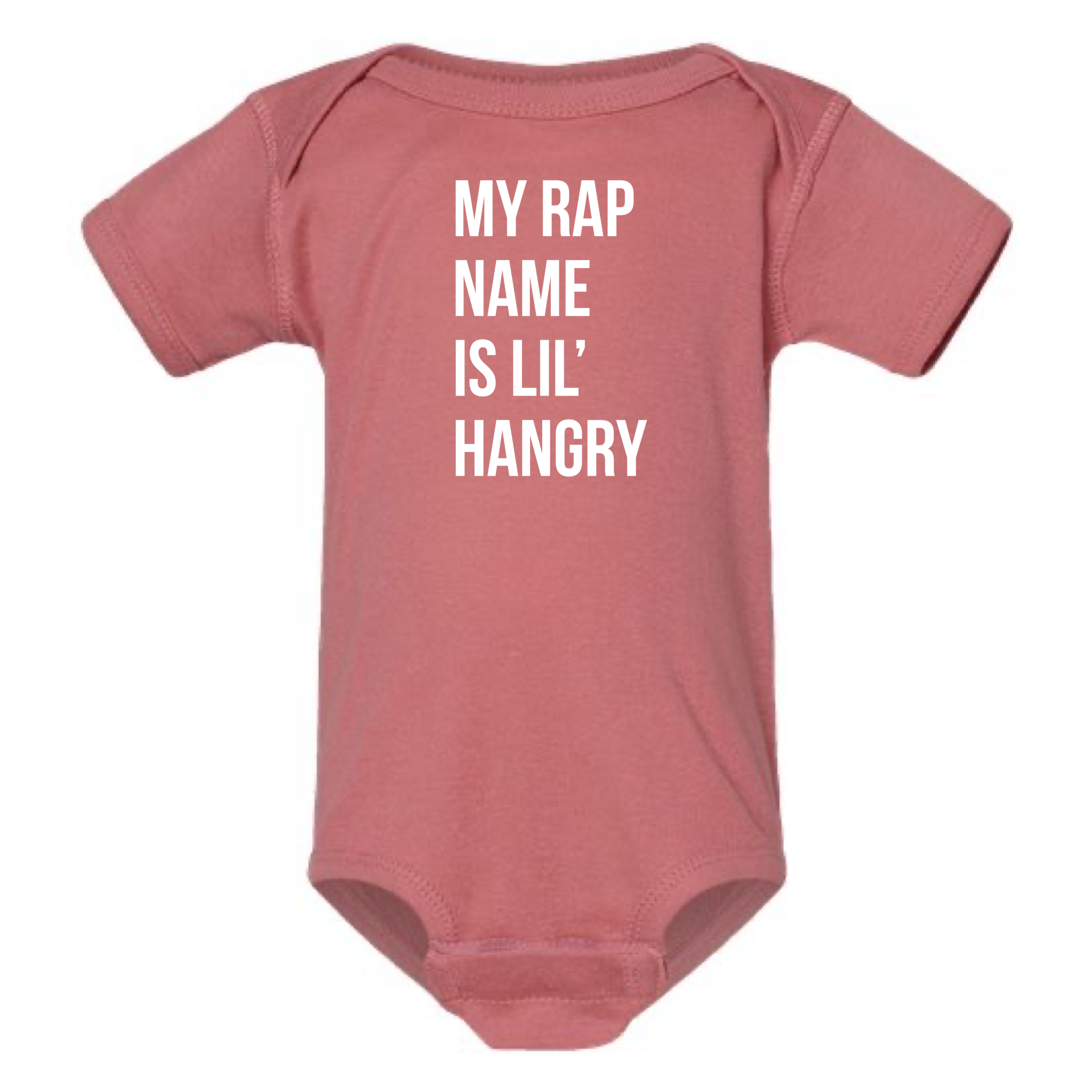 MY RAP NAME IS LIL' HANGRY BABY ONESIE: Athletic Gray -6 months