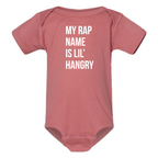 MY RAP NAME IS LIL' HANGRY BABY ONESIE: Athletic Gray -18 months