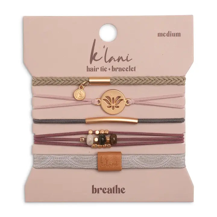 K'lani "Breathe" Lotus Flower Earthy Tones Hair Tie Bracelets - MK Threads Boutique