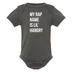 MY RAP NAME IS LIL' HANGRY BABY ONESIE: Athletic Gray -6 months