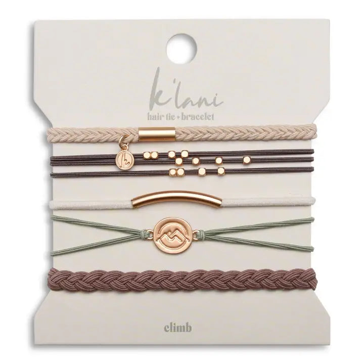 K'lani "Climb" Natural Colors with Gold Mountain Accent Hair Tie Bracelets - MK Threads Boutique