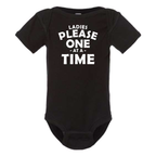 LADIES PLEASE - ONE AT A TIME BABY ONESIE: Charcoal - 12 months