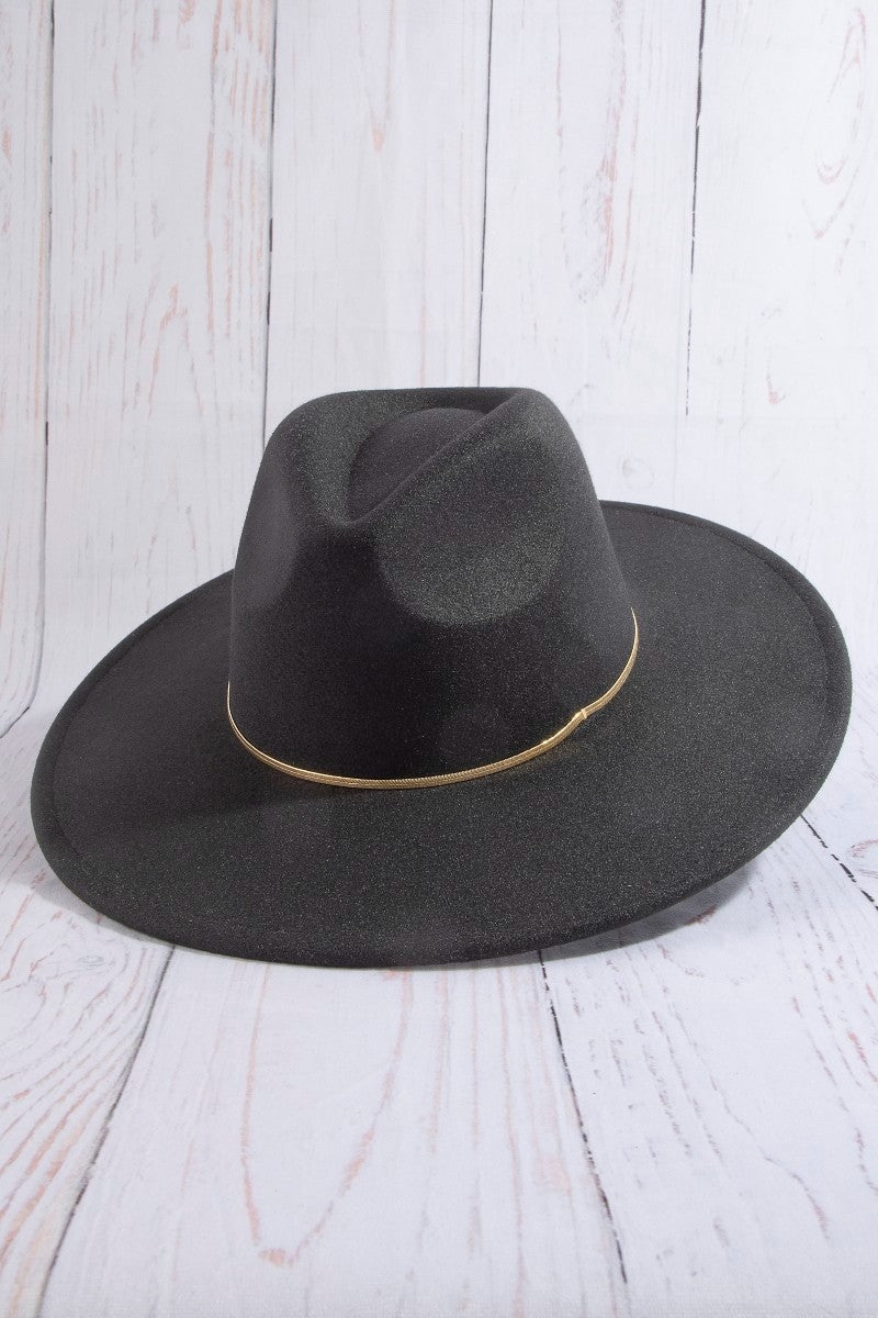 Black Flat Brim Cowboy Hat - MK Threads Boutique