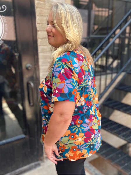 Daisy Plus Size Multi Color Floral Top