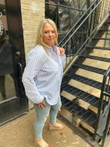 Melody Blue Striped Plus Size Top