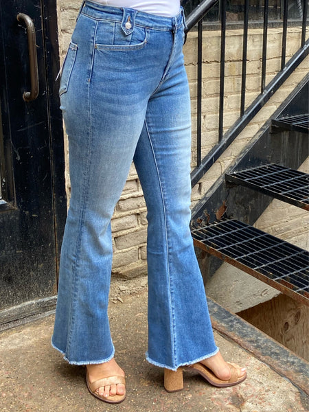 Nina Mid Rise Flare Mica Jeans