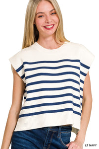 Kit Oversized Crew Neck Stripe Sweater Vest