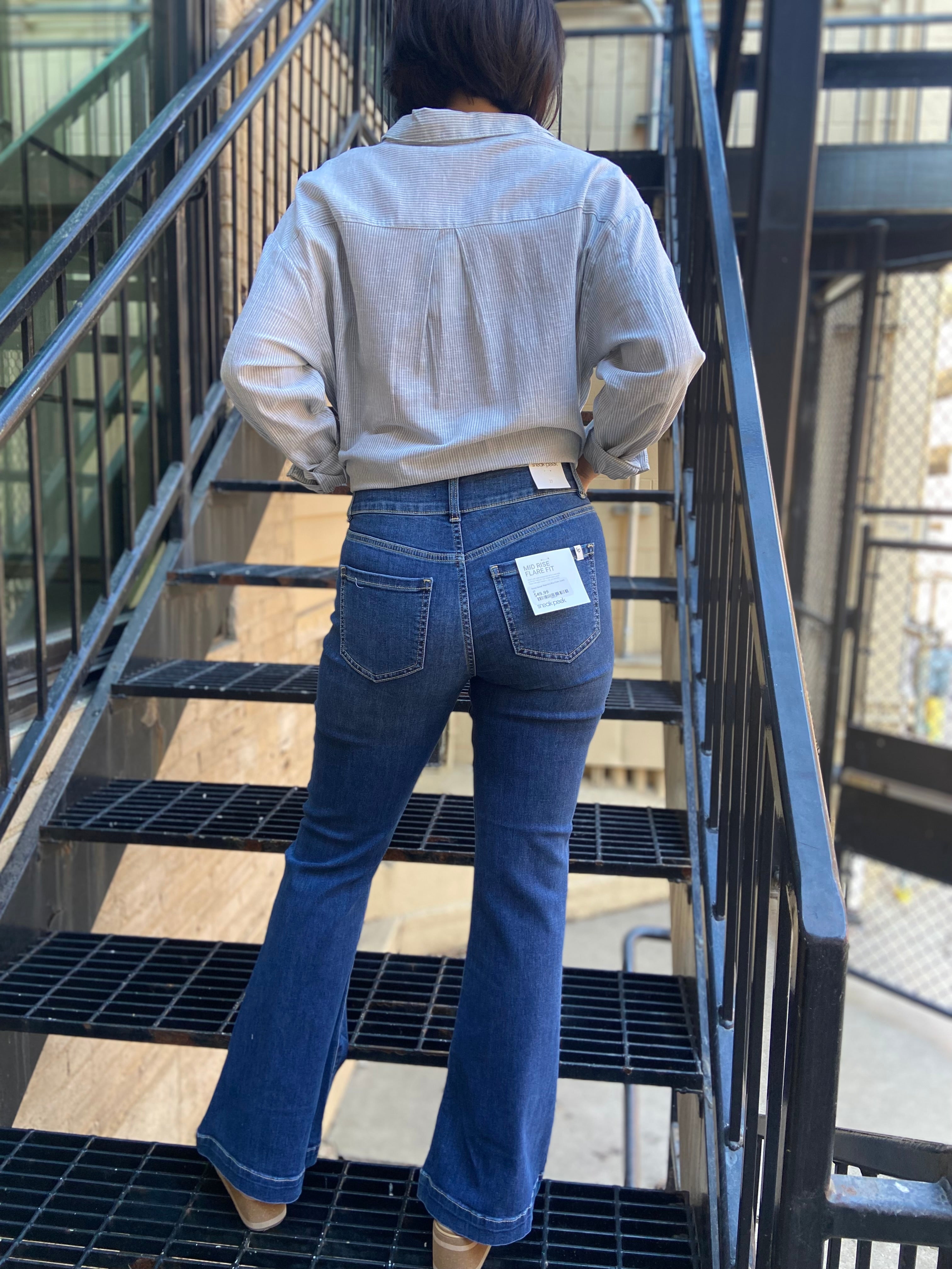 nessa mid rise double vintage flare front pocket vintage jeans