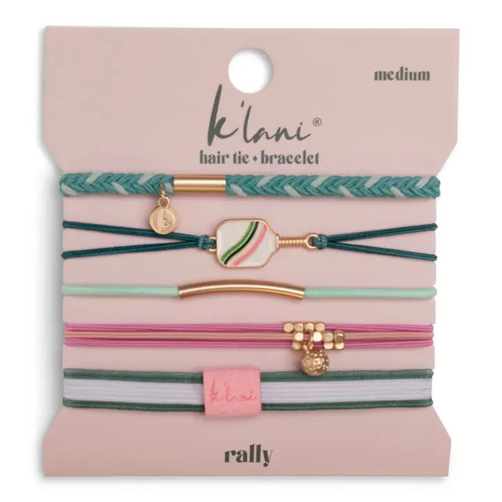 K'lani "Rally" Pickleball with Pink and Green Hair Tie Bracelets - MK Threads Boutique