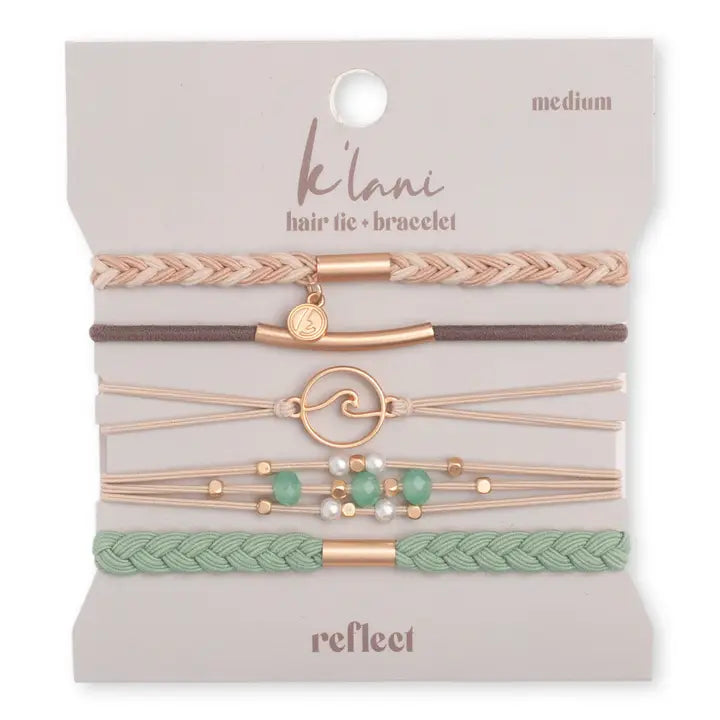 K'lani "Reflect" Gold Wave with Beachy Neutrals Hair Tie Bracelets - MK Threads Boutique