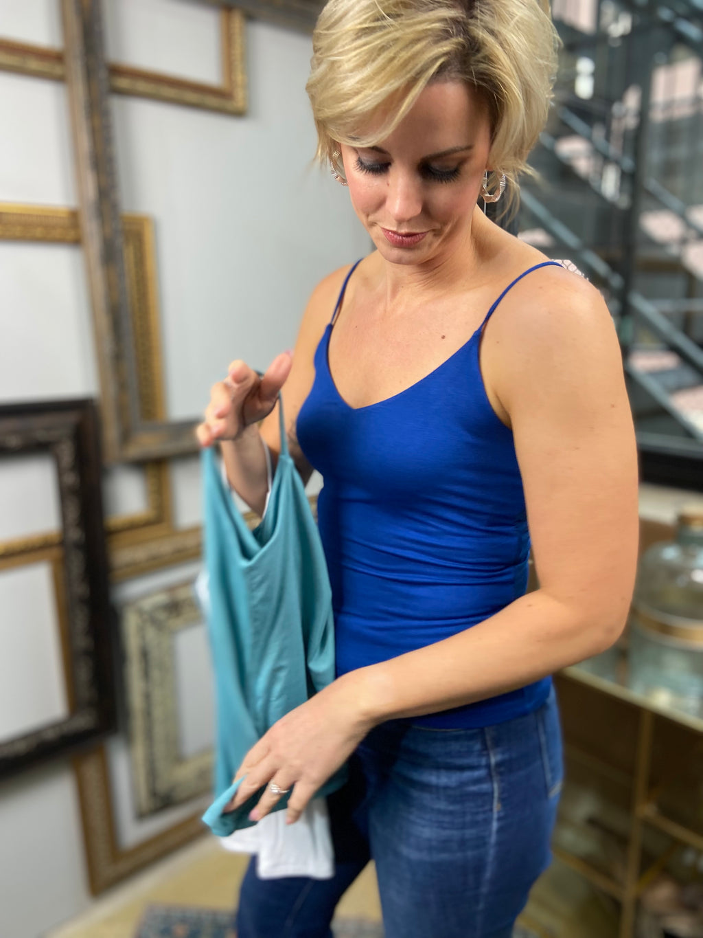 ria navy blue tank top soft stretchable tank