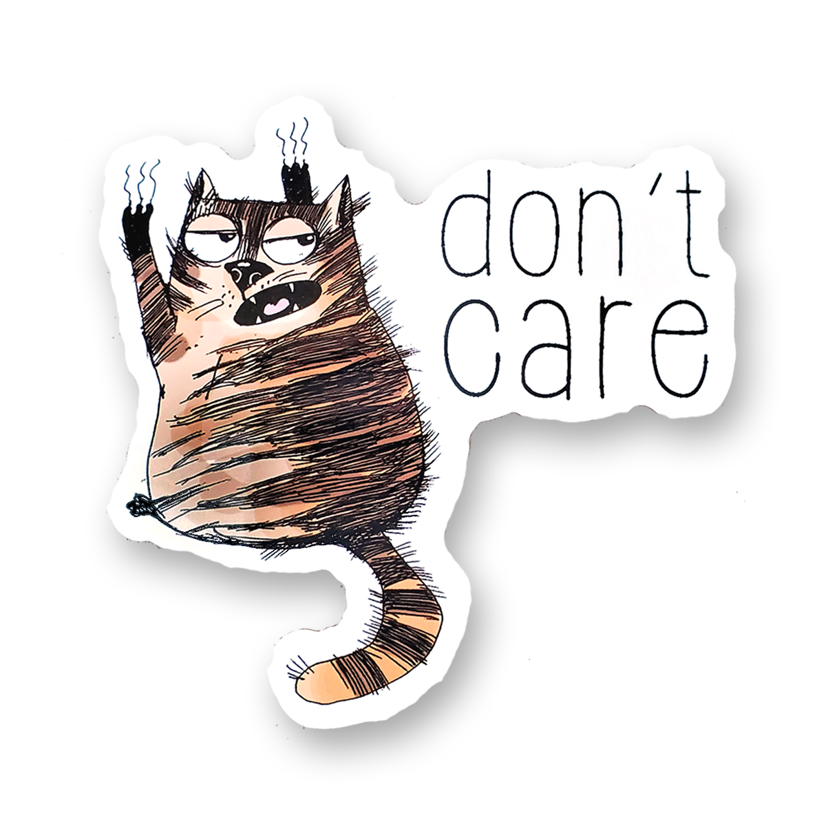 Don't Care Cat Vinyl Sticker - MK Threads Boutique