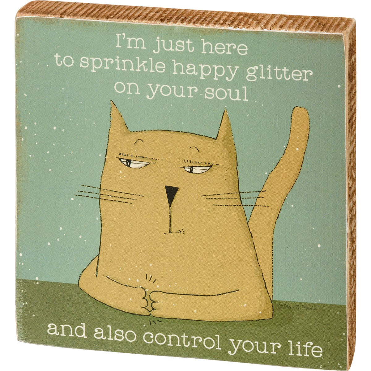 Happy Glitter Cat Block Sign