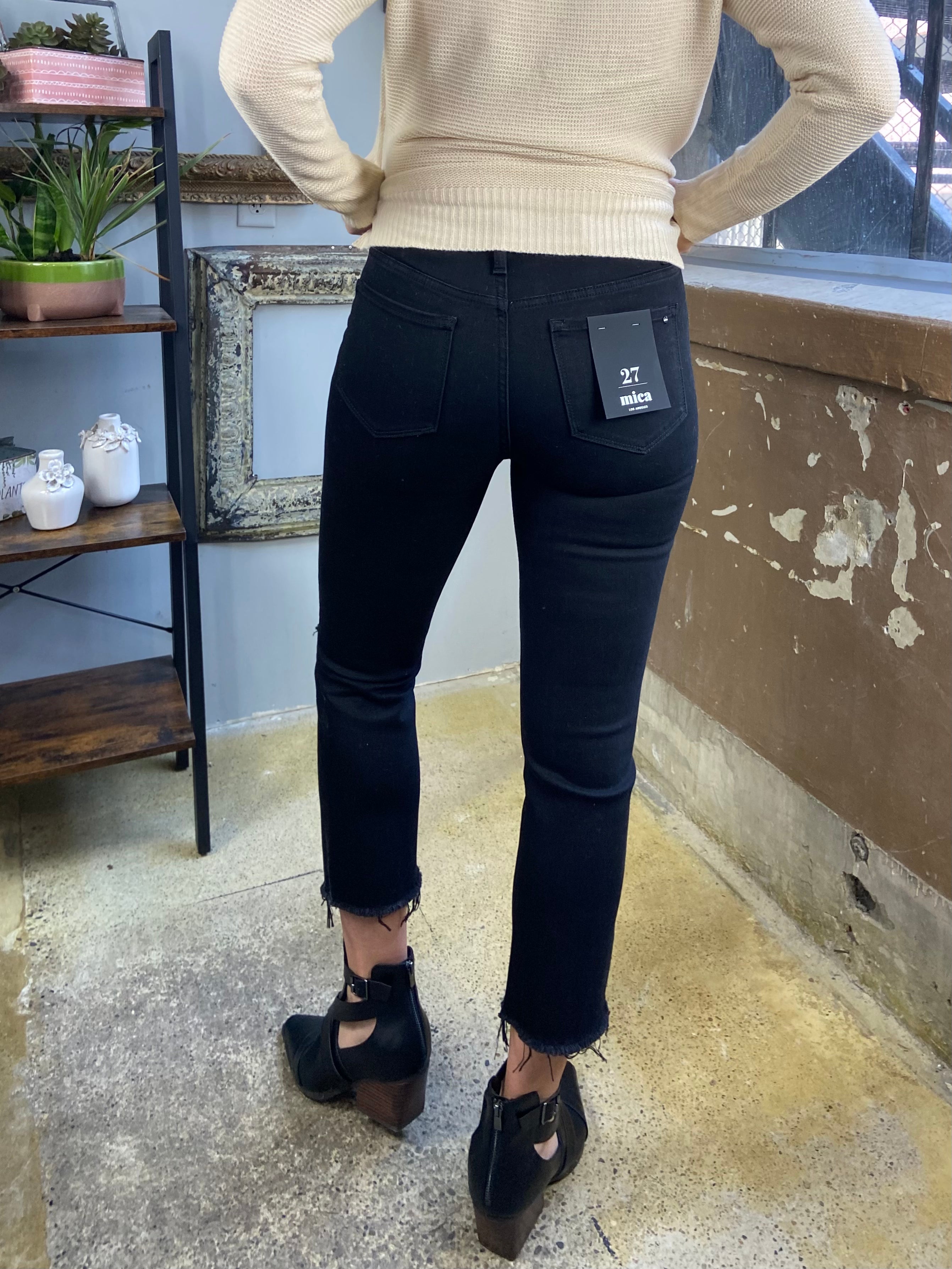 The Raven Mica Black High Rise Straight Crop Jeans - MK Threads Boutique