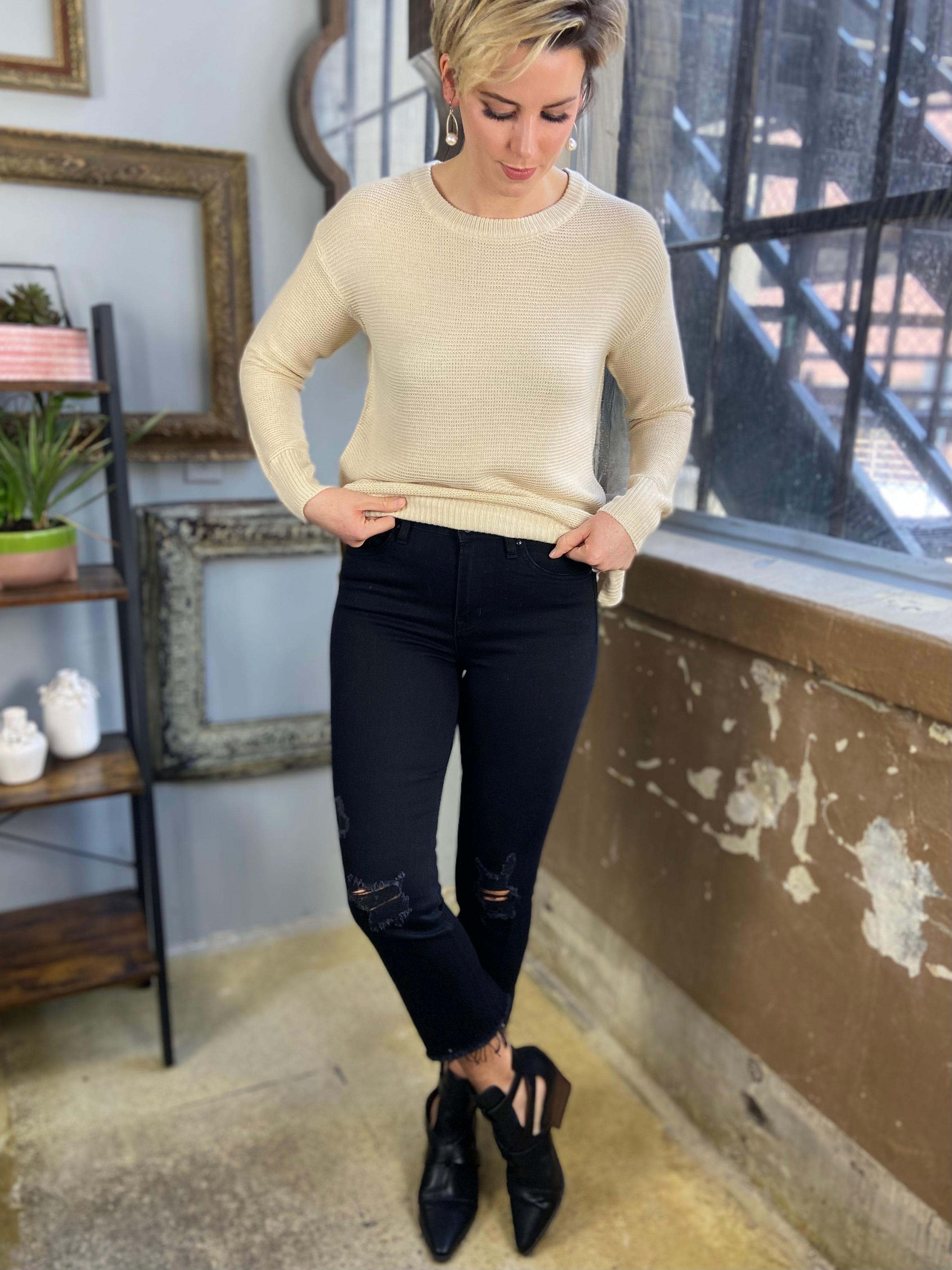 The Raven Mica Black High Rise Straight Crop Jeans - MK Threads Boutique